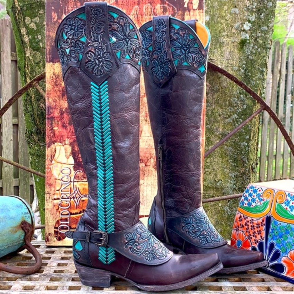 OLD GRINGO NEW With Box Aster Tooling 18” Tall Knee High Western Boots, Size 6.5 - Picture 12 of 14